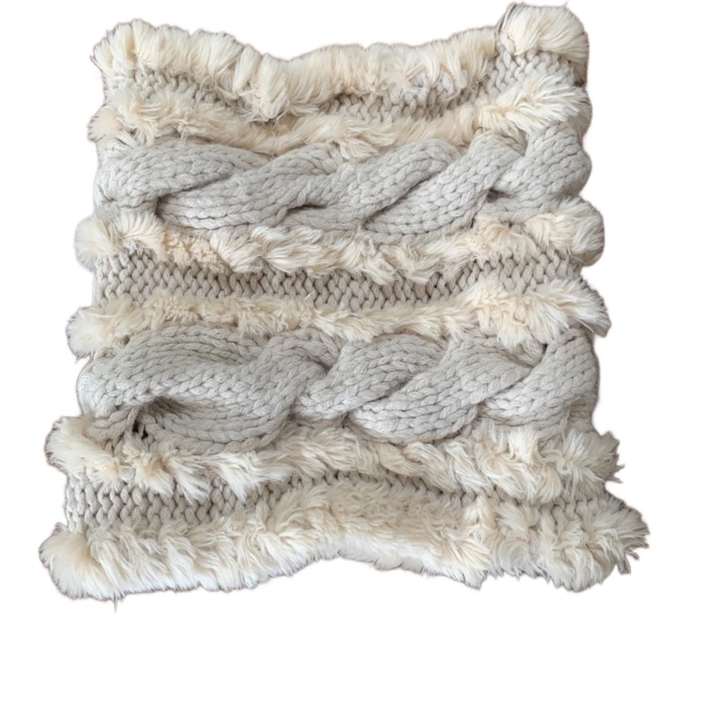 Loft Knit Infinity Scarf Snood Cowl Neck | Ivory Cream NWT Soft Faux Fur